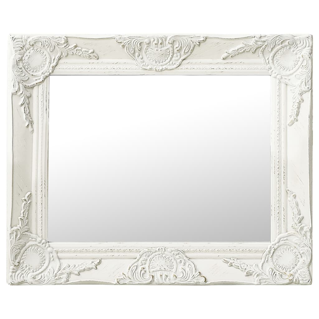 Wall Mirror Baroque Style 50x40cm White - Design Hut