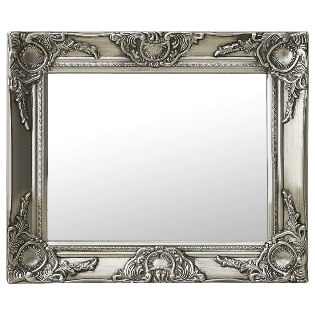 Wall Mirror Baroque Style 50x40 cm Silver - Decor Base