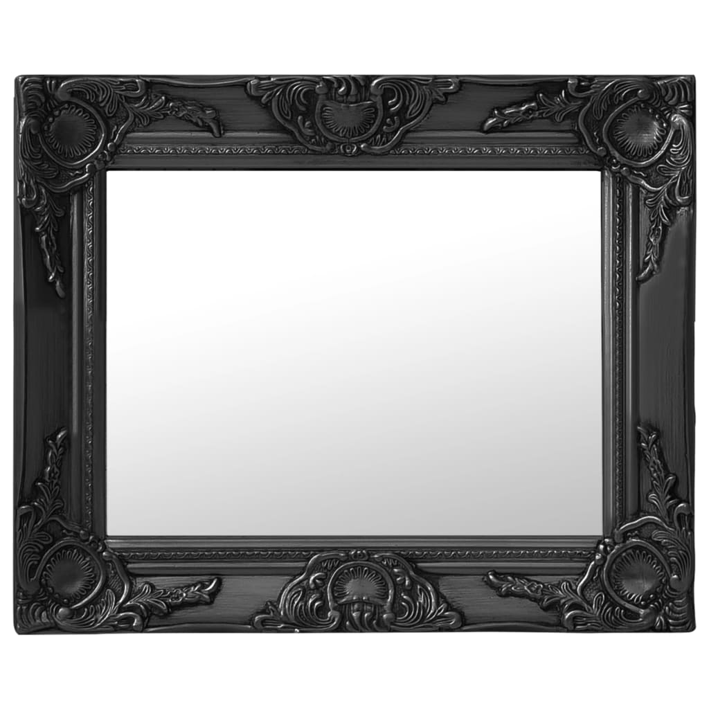 Wall Mirror Baroque Style 50x40 cm Black - Unbeatable Bargains
