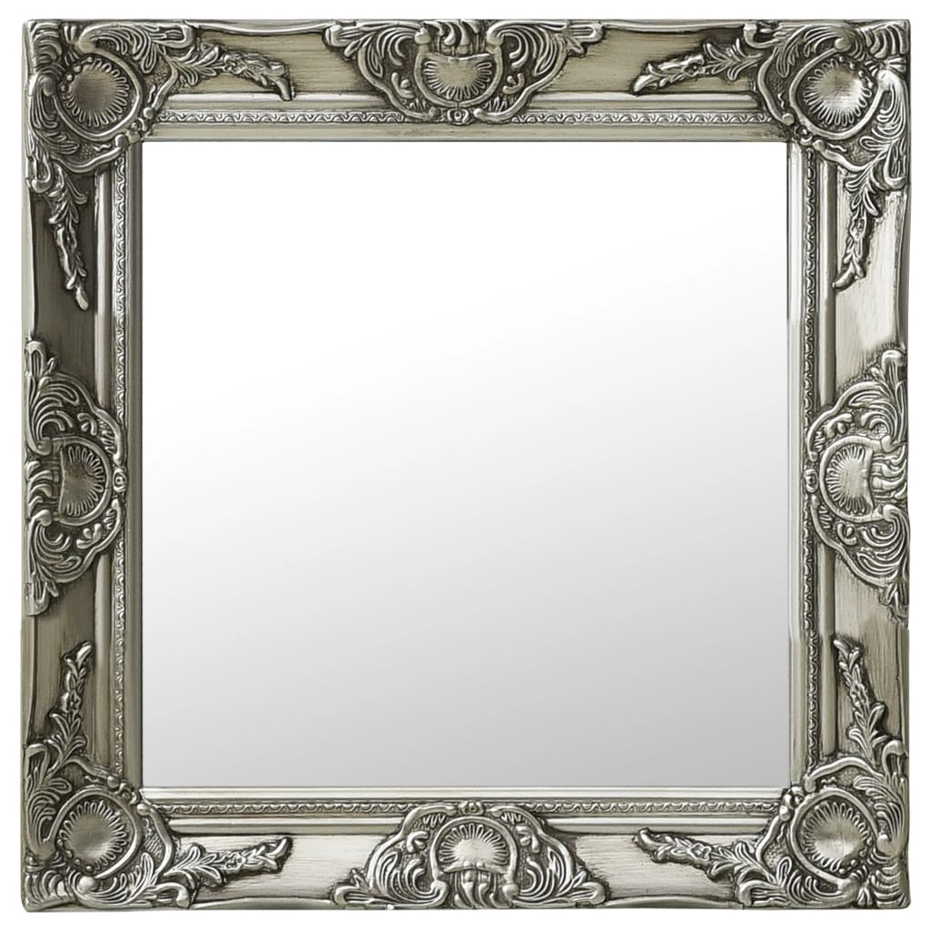 Wall Mirror Baroque Style 50x50 cm Silver - Millennium Furniture