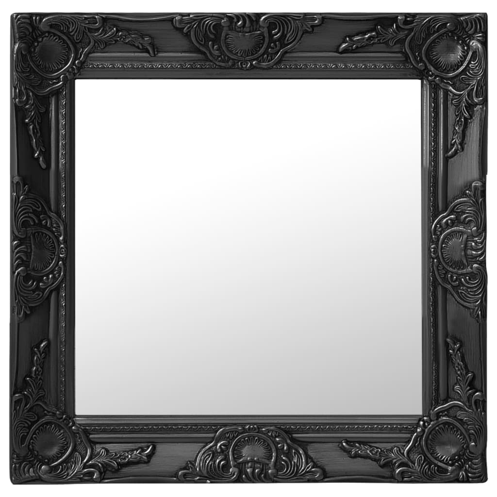 Wall Mirror Baroque Style 50x50 cm Black - Discount Dealers