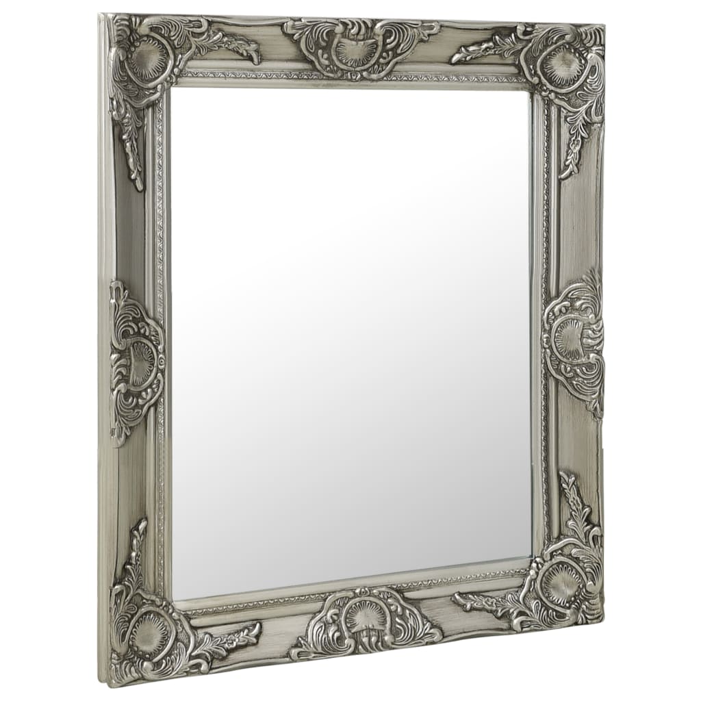Wall Mirror Baroque Style 50x60 cm Silver - Merlin Deals