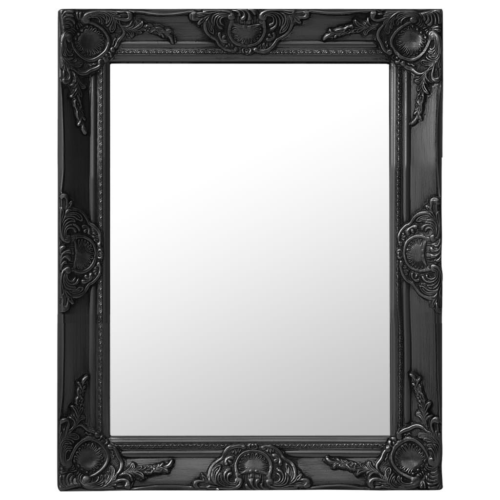 Wall Mirror Baroque Style 50x60 cm Black - The Home Maker