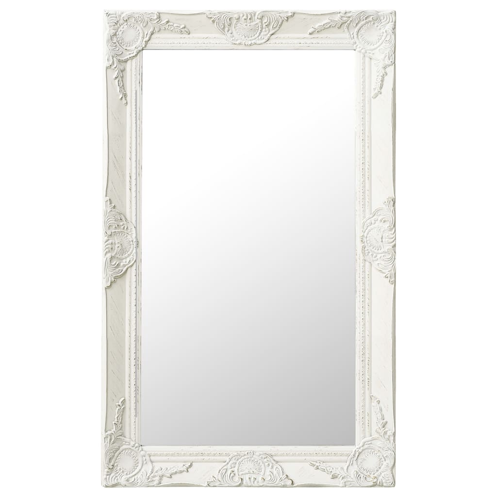 Wall Mirror Baroque Style 50x80 cm White - Casper Homes