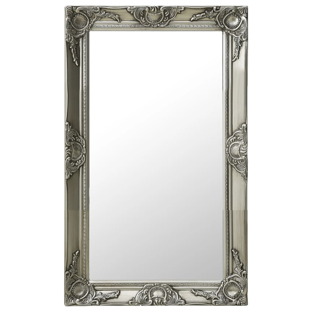 Wall Mirror Baroque Style 50x80 cm Silver - Discount Dealers