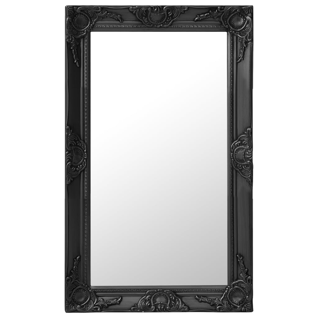 Wall Mirror Baroque Style 50x80 cm Black - All Things Good