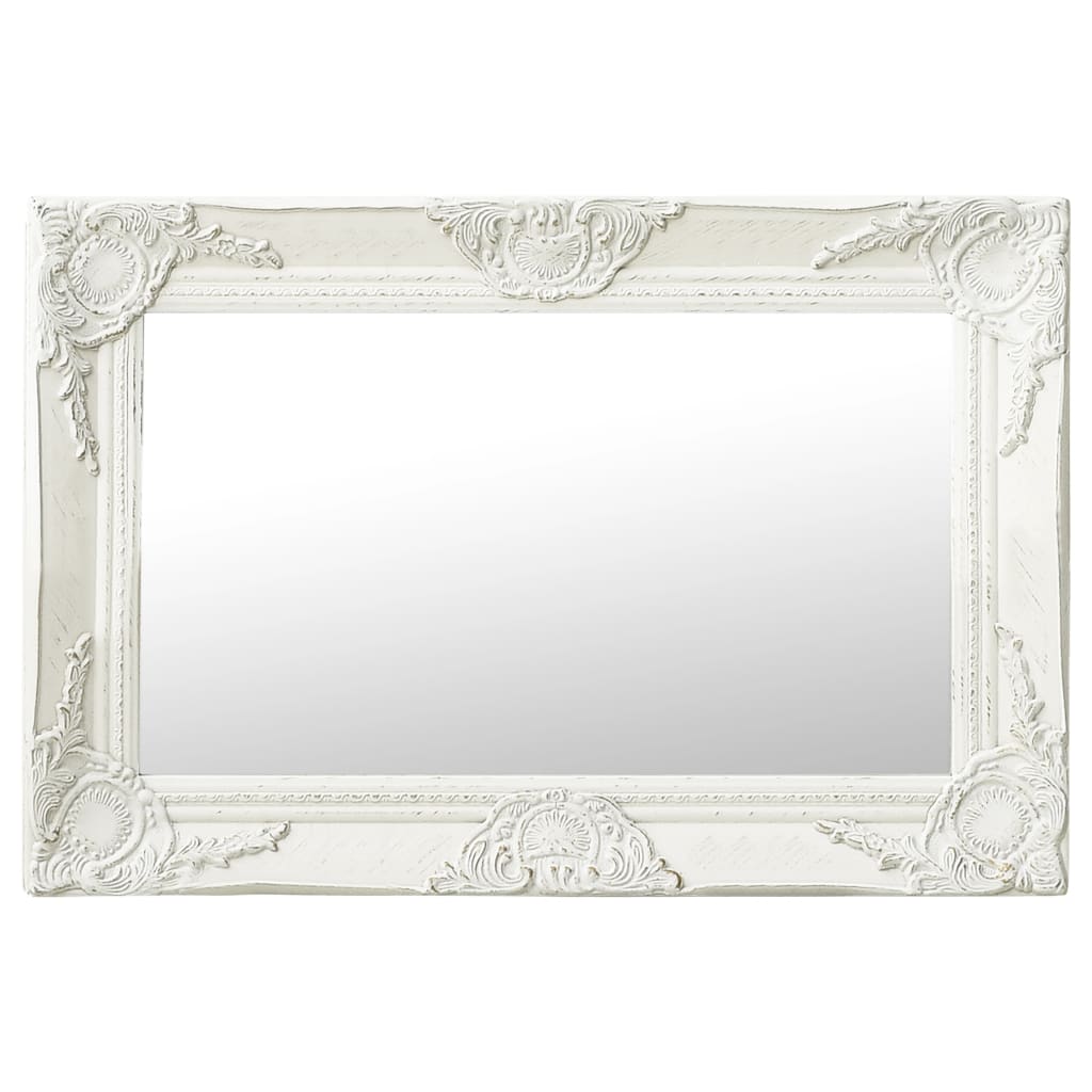 Wall Mirror Baroque Style 60x40 cm White - Millennium Furniture
