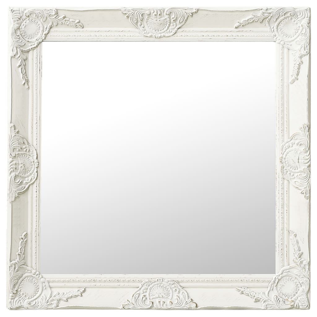 Wall Mirror Baroque Style 60x60 cm White - Merkel Designers