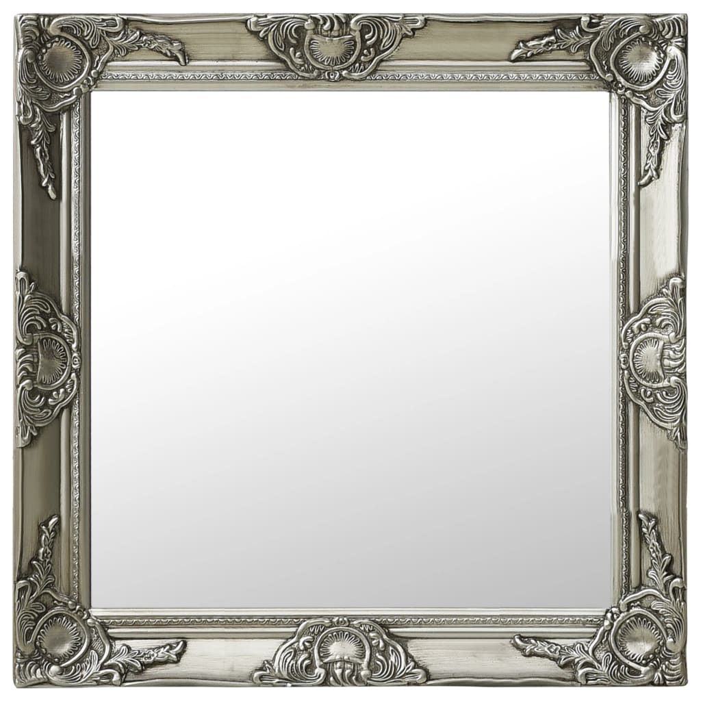 Wall Mirror Baroque Style 60x60 cm Silver - Discount Dealers