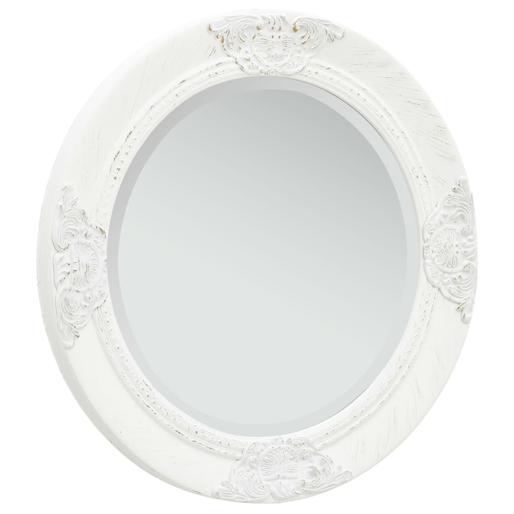 Wall Mirror Baroque Style 50 cm White - Decor Base