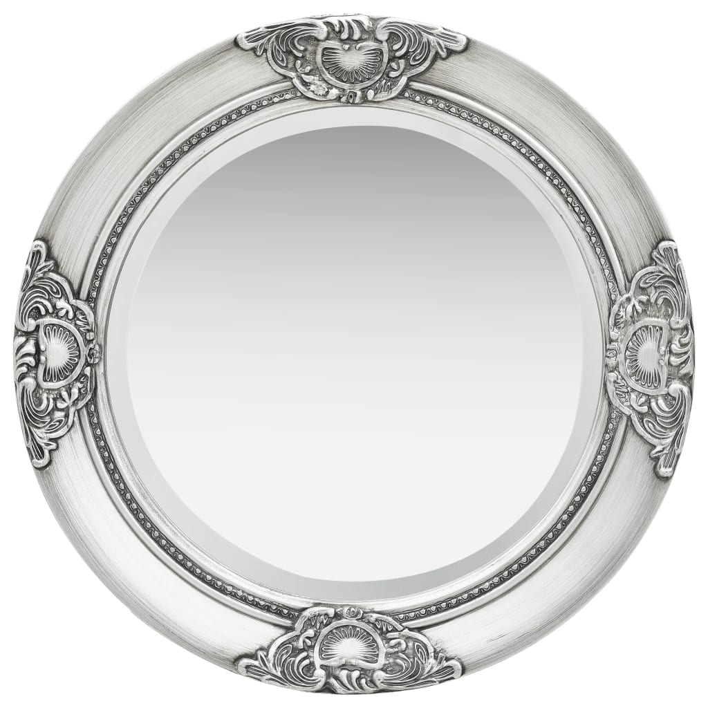 Wall Mirror Baroque Style 50 cm Silver - Decor Base