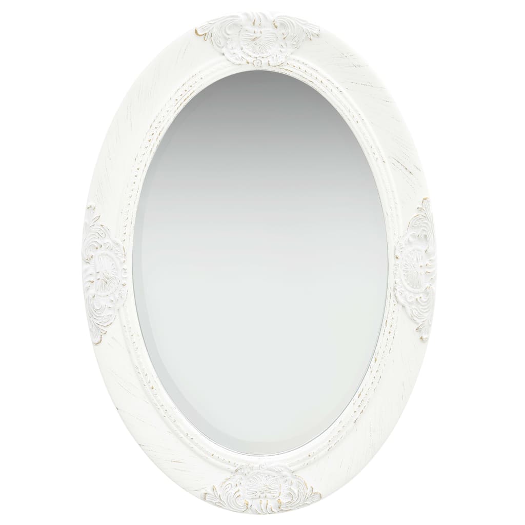 Wall Mirror Baroque Style 50x70 cm White - Decor Base