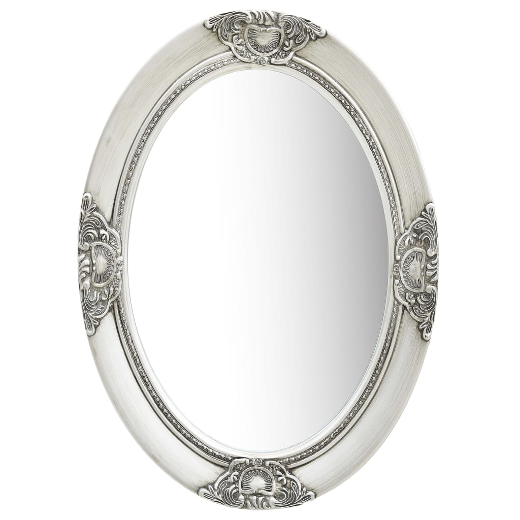 Wall Mirror Baroque Style 50x70 cm Silver - Millennium Furniture