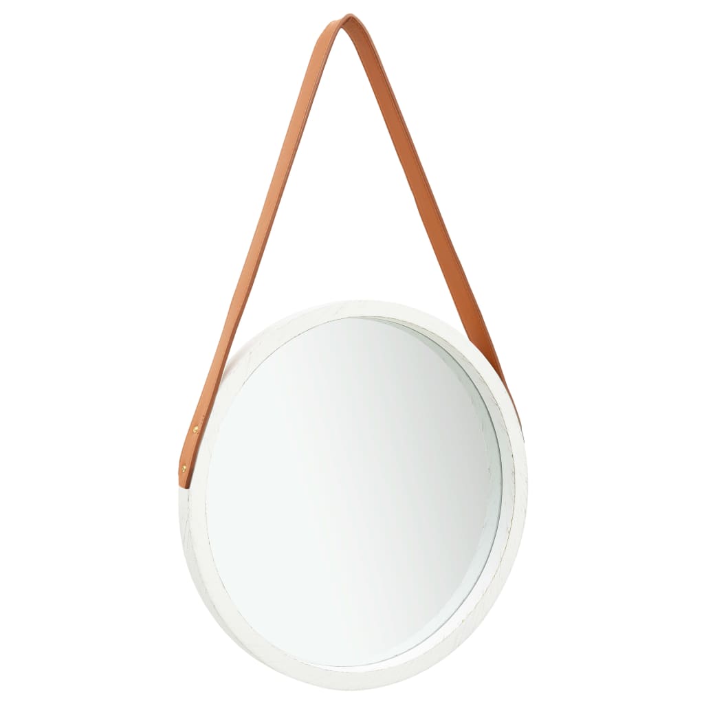 Wall Mirror with Strap 40 cm White - Casper Homes