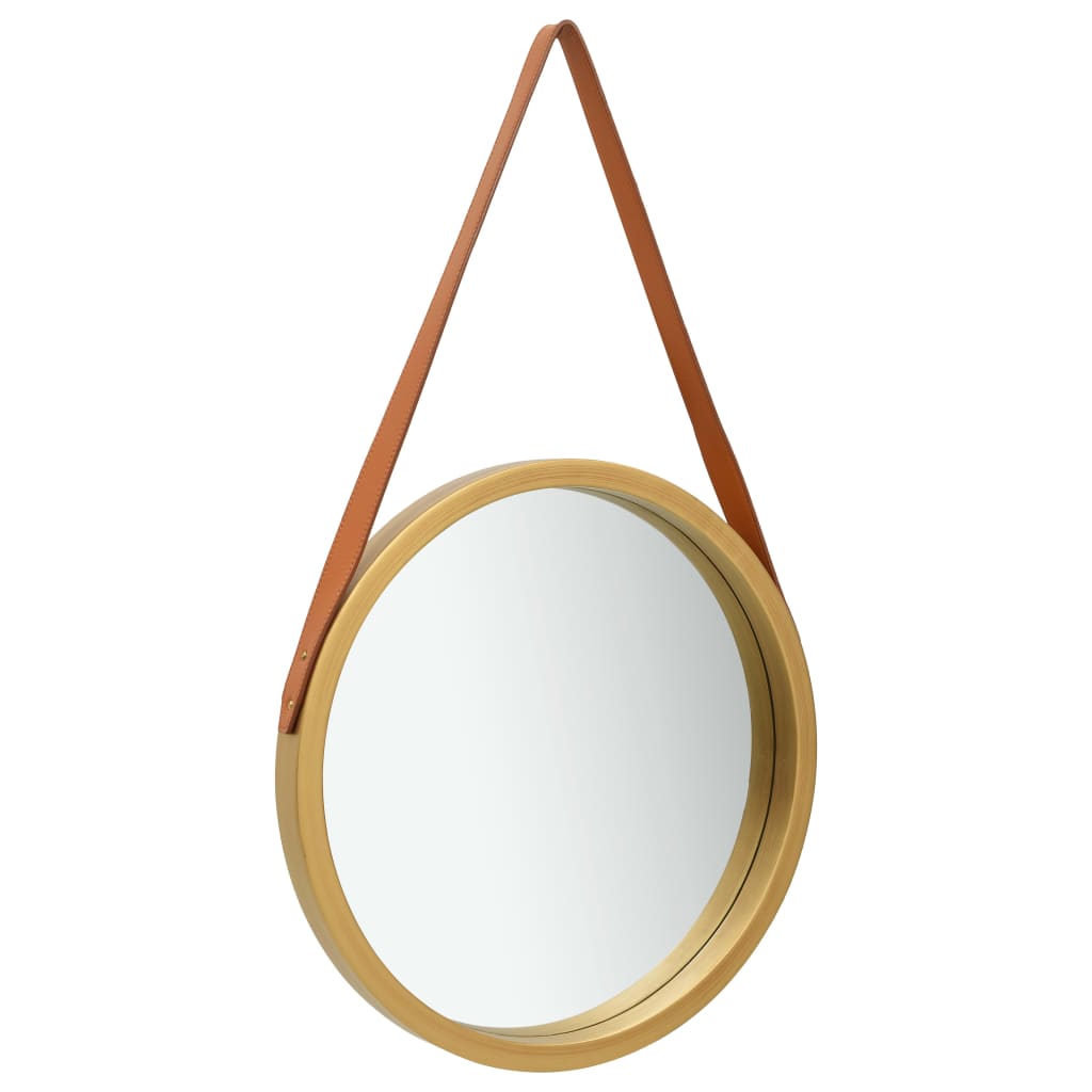 Wall Mirror with Strap 50 cm Gold - Decor Base