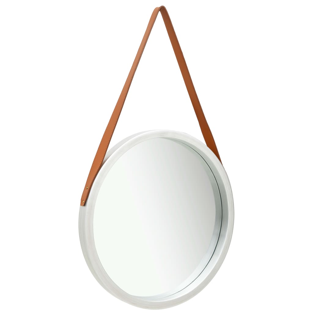 Wall Mirror with Strap 50 cm Silver - Unbeatable Bargains