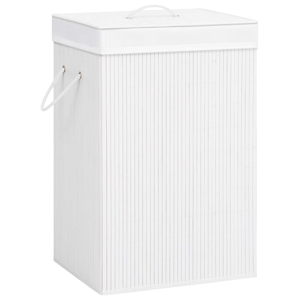 Bamboo Laundry Basket White 72 L - Discount Dealers