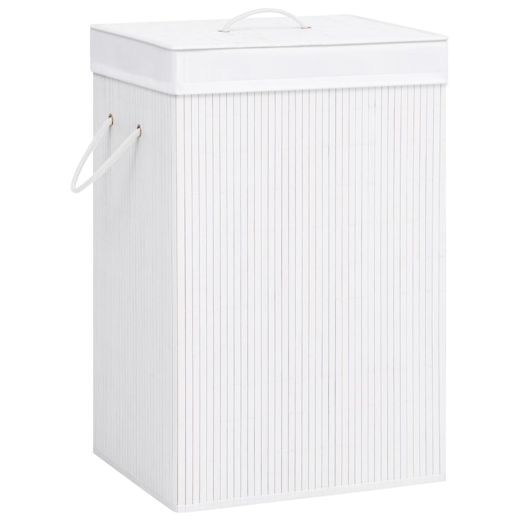 Bamboo Laundry Basket White - Unbeatable Bargains