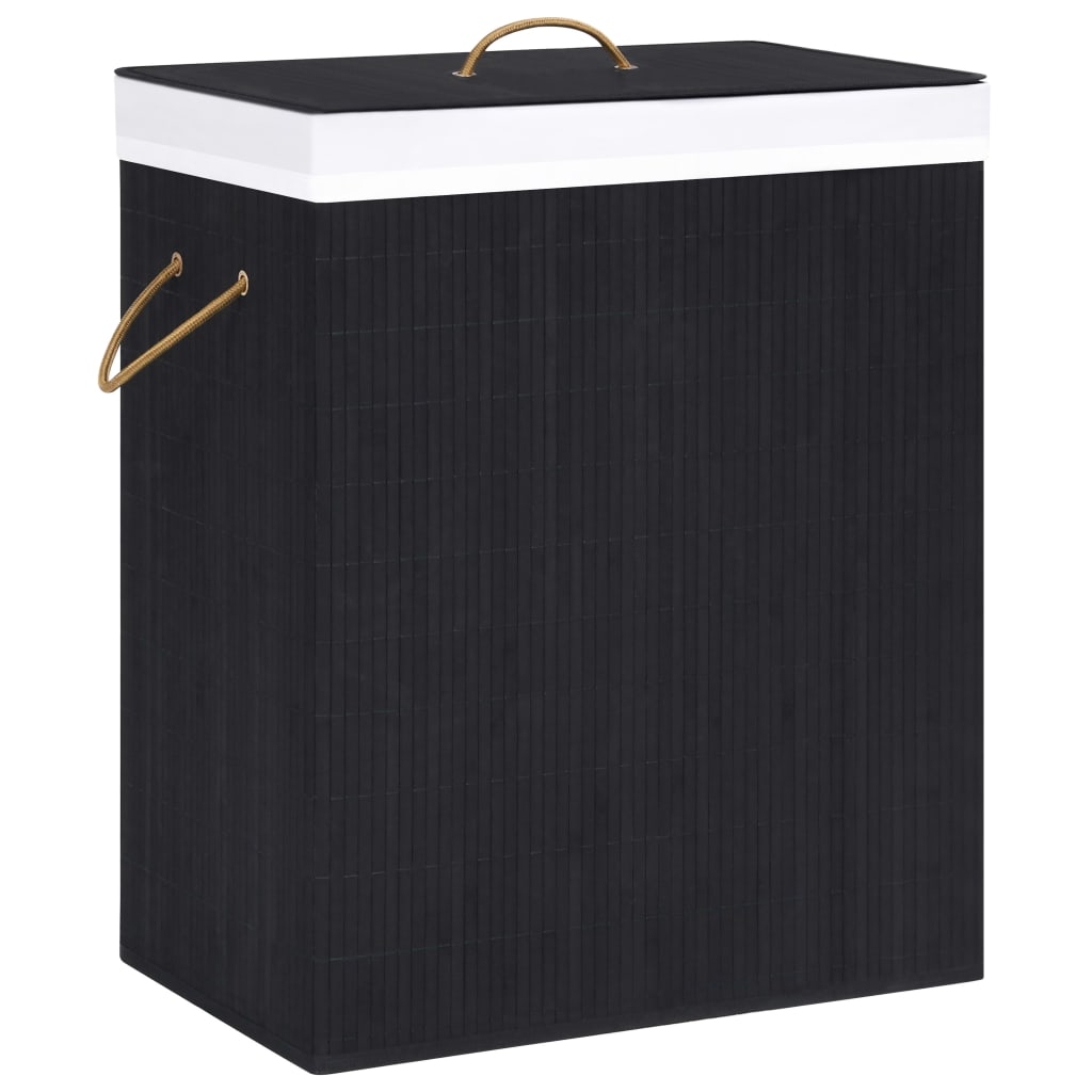 Bamboo Laundry Basket Black 83 L - Merlin Deals