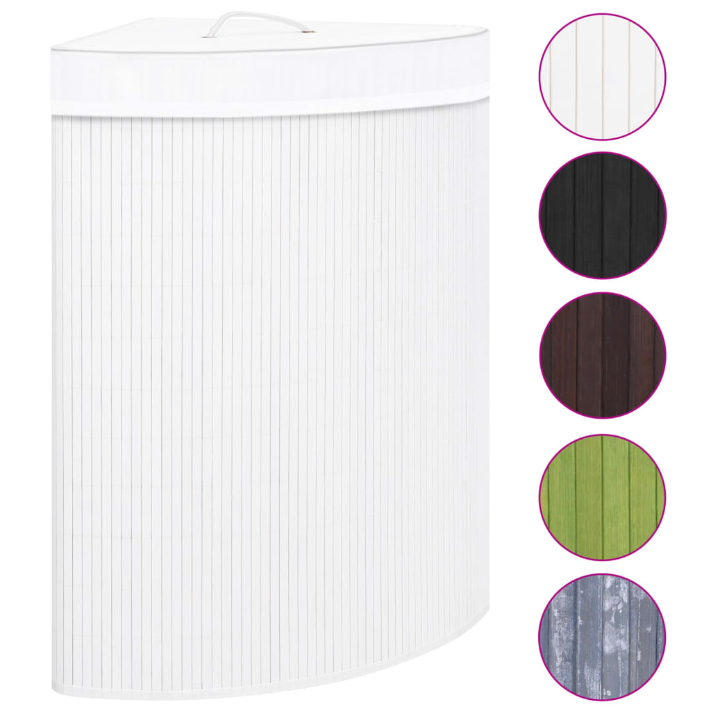 Bamboo Corner Laundry Basket White 60 L - R and M Furniture