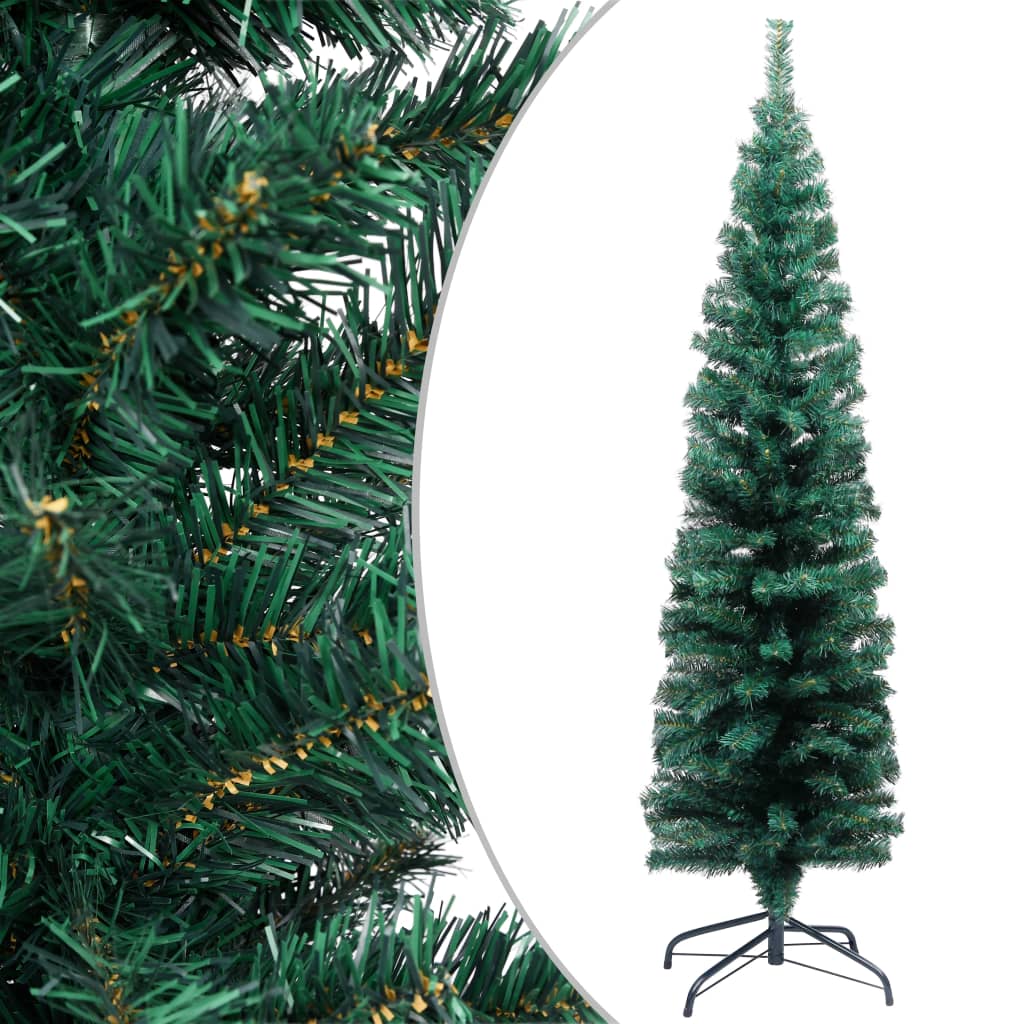 Slim Artificial Christmas Tree with Stand Green 150 cm PVC - Merlin Deals