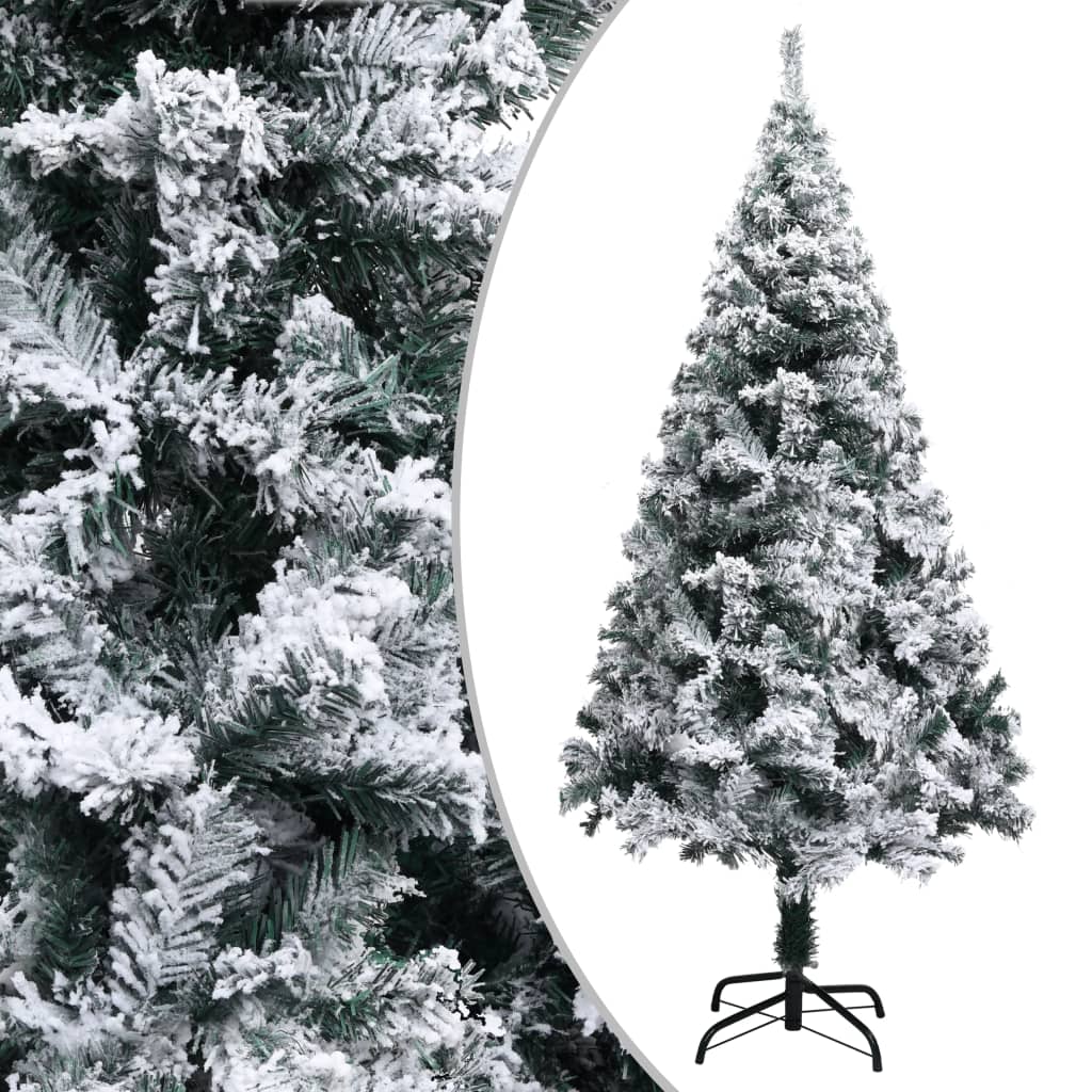 HIVORA Artificial Christmas Tree with Flocked Snow Green 150 cm PVC - Design Hut