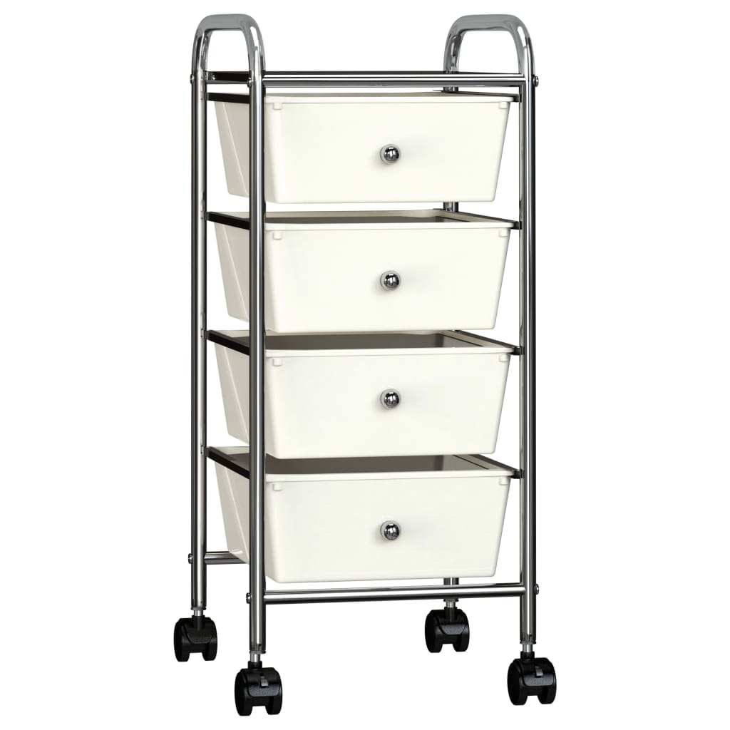 4-Drawer Mobile Storage Trolley White Plastic - Decor Base