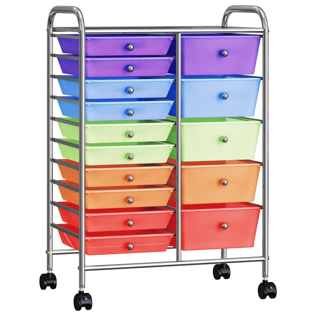 XXL 15-Drawer Mobile Storage Trolley Multicolour Plastic - Direct Imports