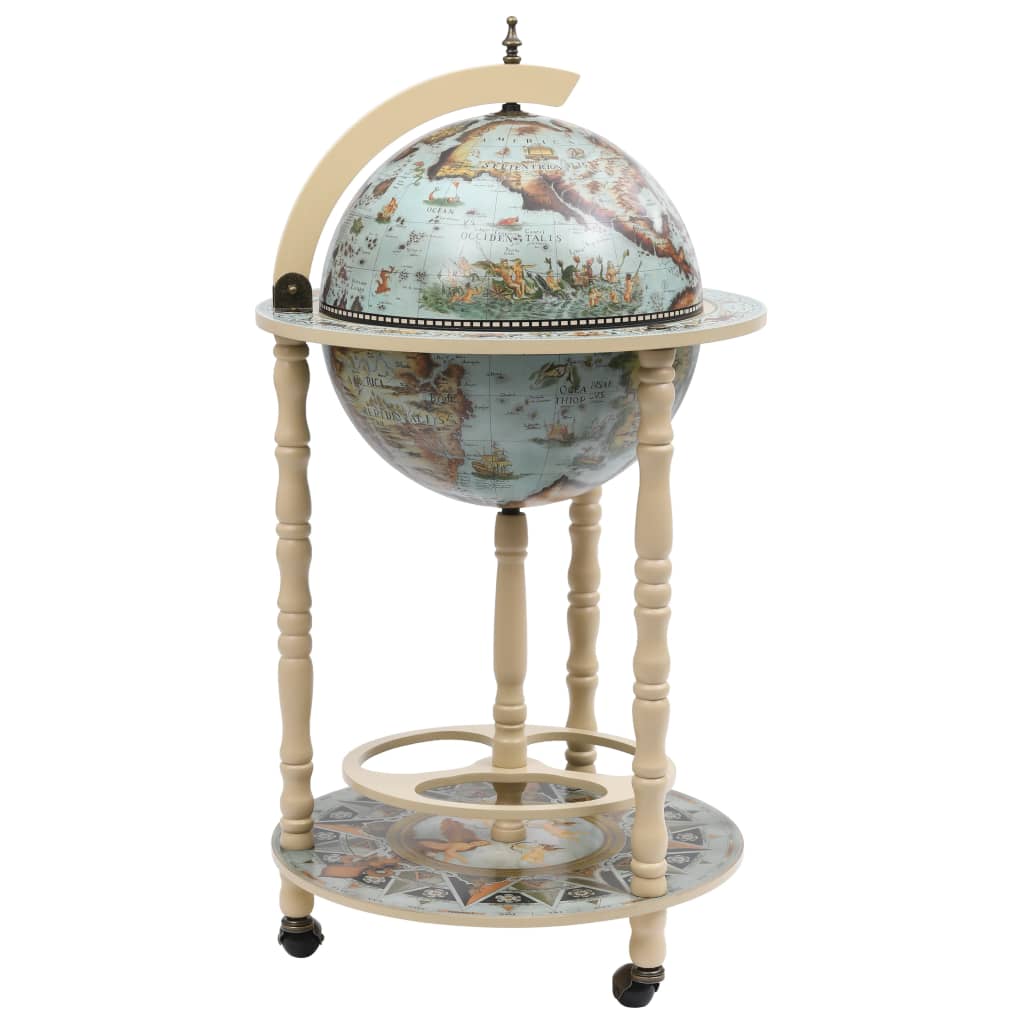 Globe Bar Wine Stand Eucalyptus Wood Blue - Sid & Sam