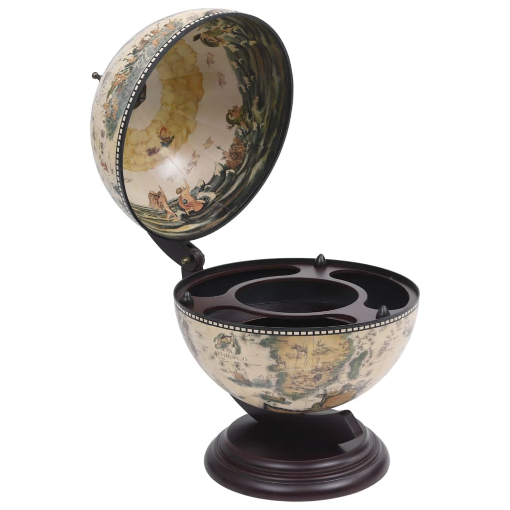 Tabletop Globe Bar Wine Stand Eucalyptus Wood White - Merlin Deals