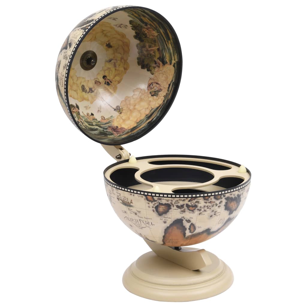 Tabletop Globe Bar Wine Stand Eucalyptus Wood White - The Home Maker
