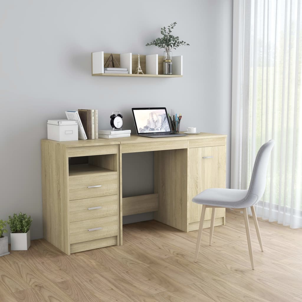 Desk Sonoma Oak 140x50x76 cm Engineered Wood - Brittle & Co