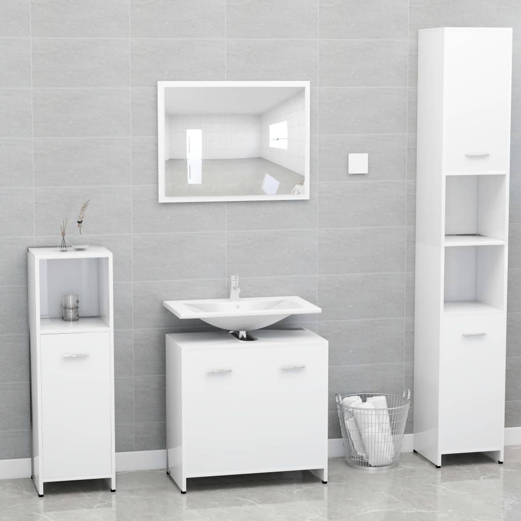 Bathroom Furniture Set White Engineered Wood - Brittle & Co