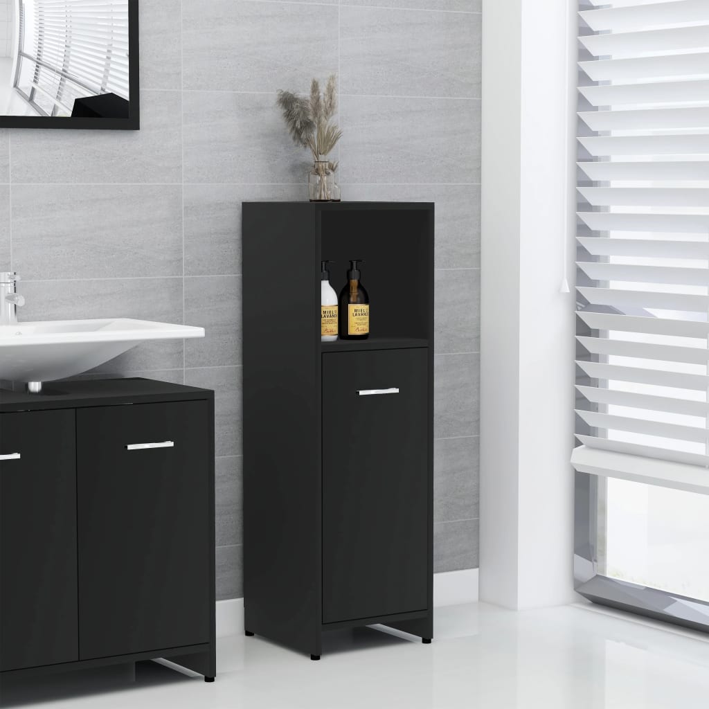Bathroom Cabinet Black 30x30x95 cm Engineered Wood - Casper Homes