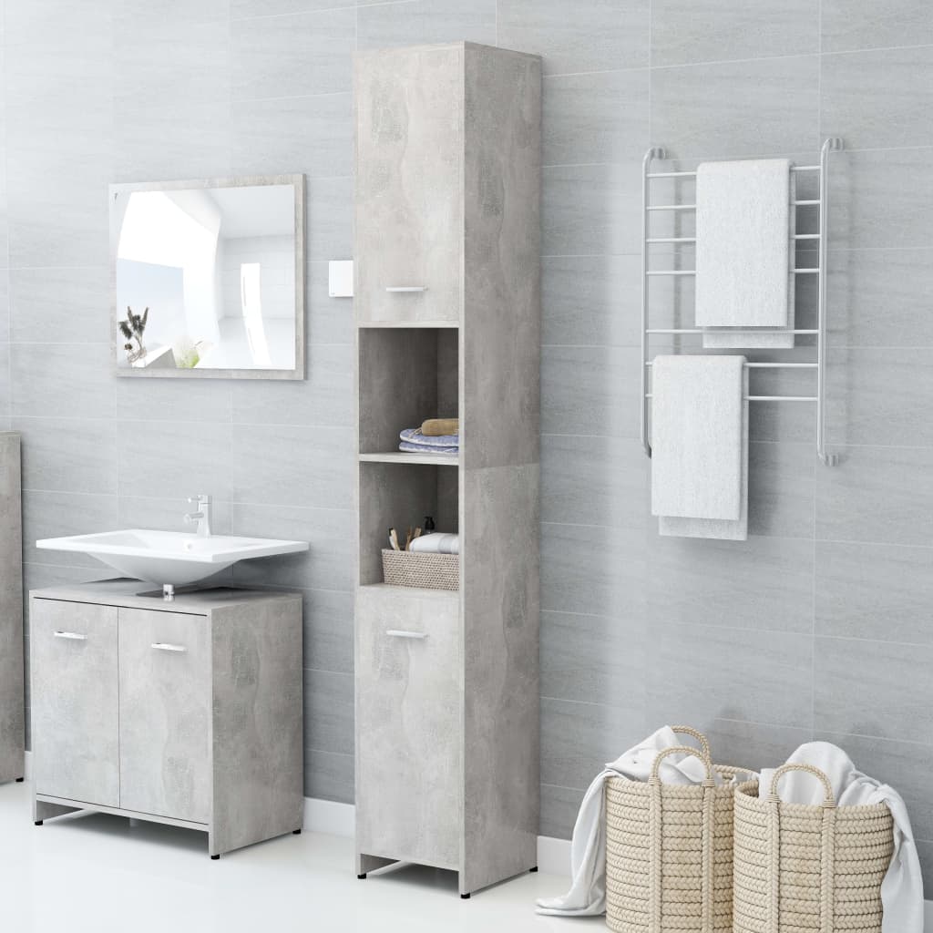 Bathroom Cabinet Concrete Grey 30x30x183.5 cm Engineered Wood - Brittle & Co