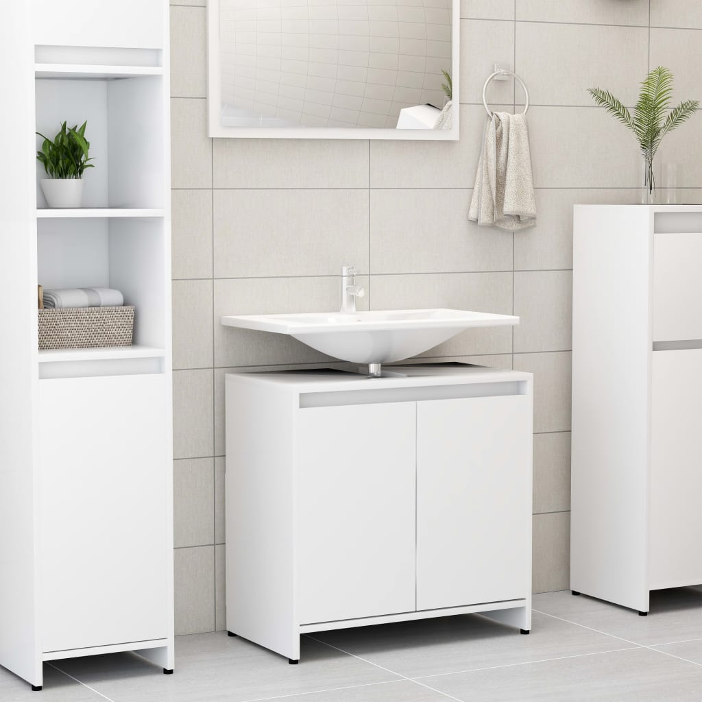 Bathroom Cabinet White 60x33x61 cm Engineered Wood - Merkel Designers