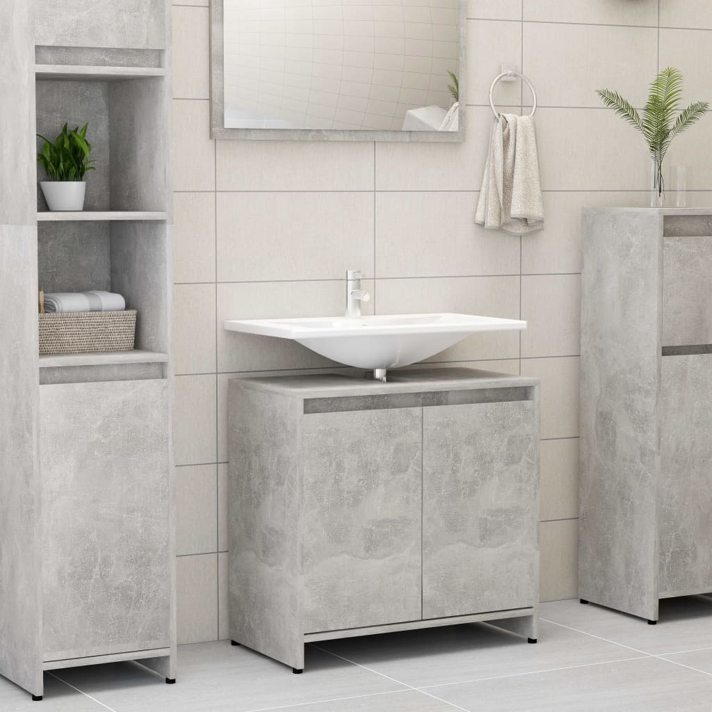 Bathroom Cabinet Concrete Grey 60x33x61 cm Engineered Wood - Discount Dealers