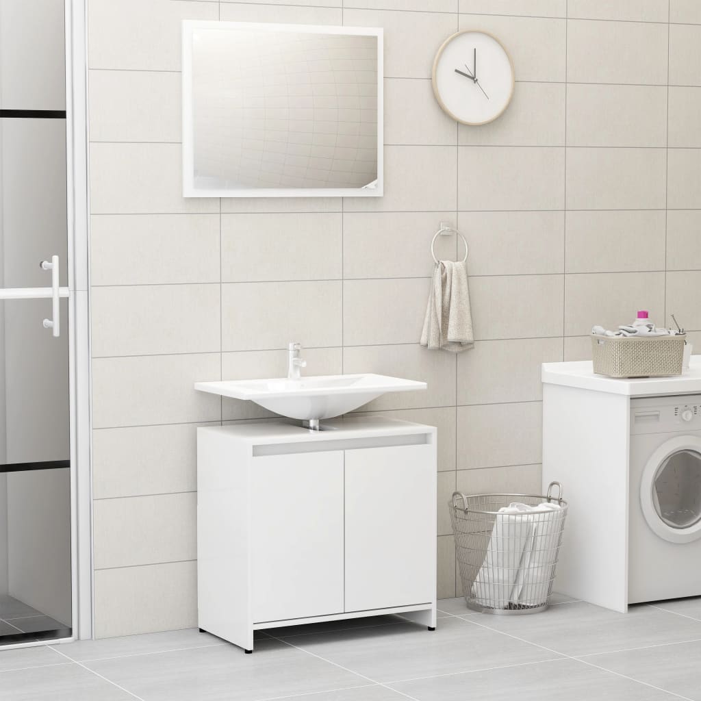 Bathroom Furniture Set High Gloss White Engineered Wood - Tyrell & Tyrell