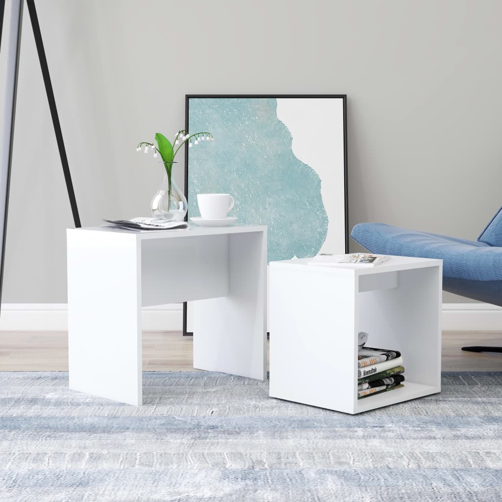 Coffee Table Set White 48x30x45 cm Engineered Wood - Discount Dealers