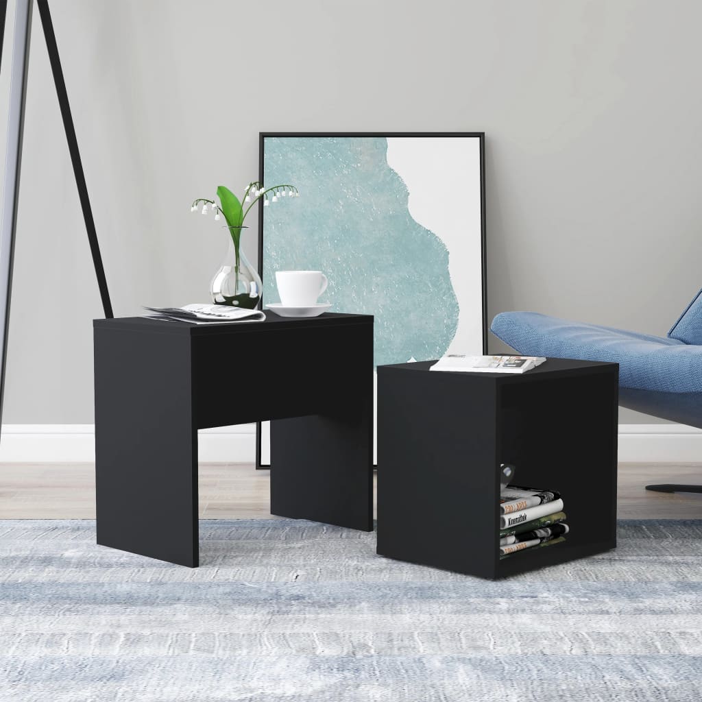 Coffee Table Set Black 48x30x45 cm Engineered Wood - R and M Furniture
