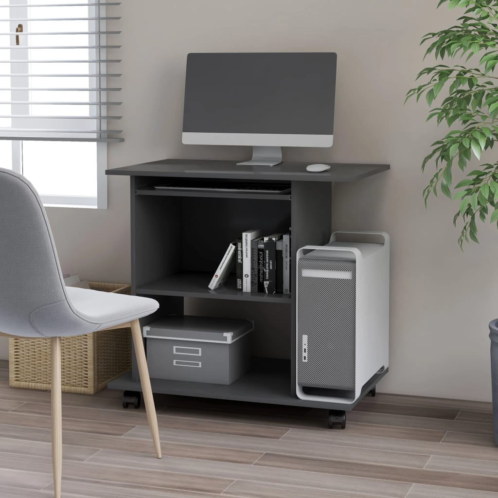 Computer Desk Grey 80x50x75 cm Engineered Wood - Decor Base