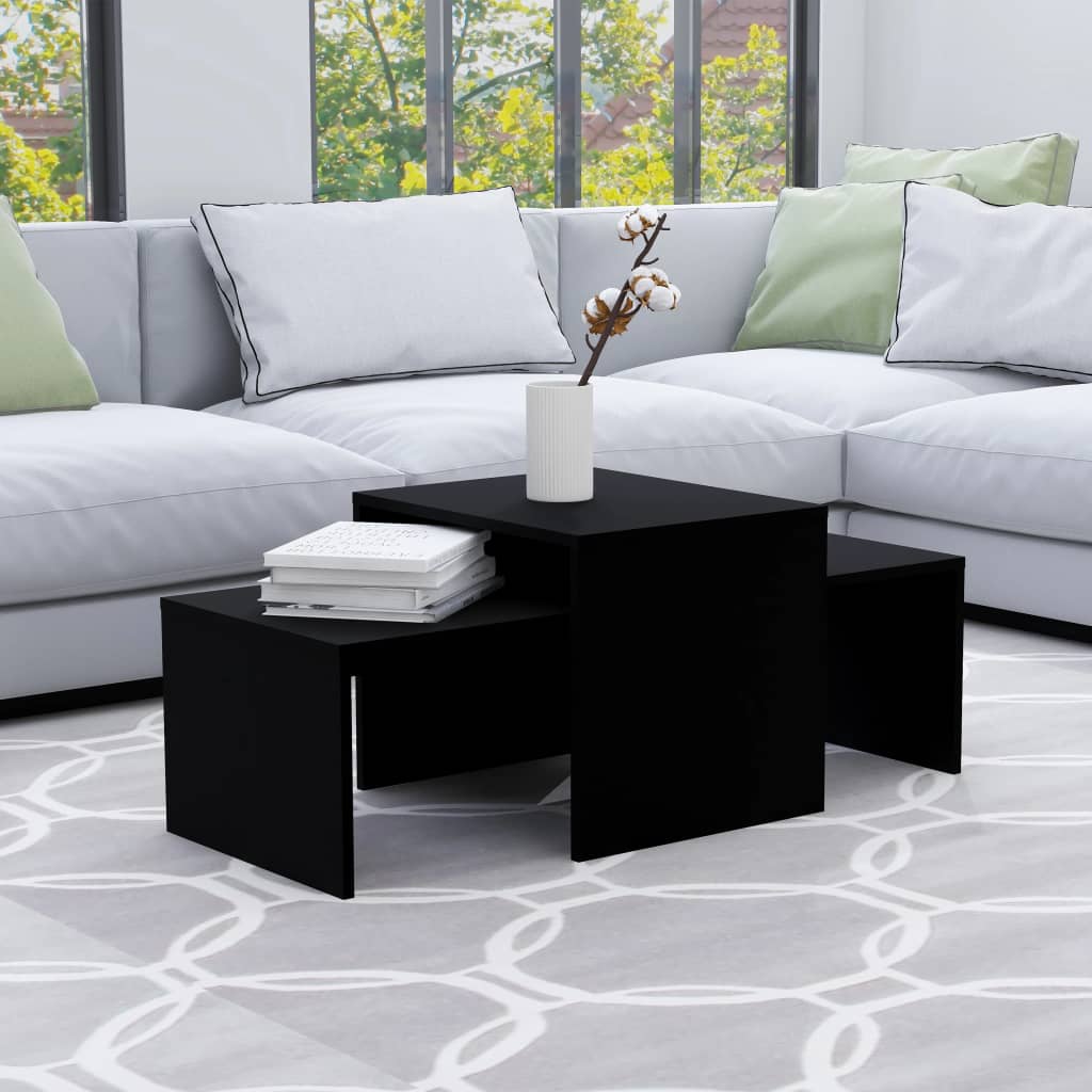 Coffee Table Set Black 100x48x40 cm Engineered Wood - Decor Base