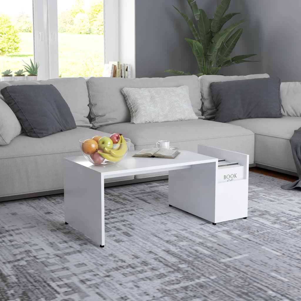Coffee Table White 90x45x35 cm Engineered Wood - Design Hut