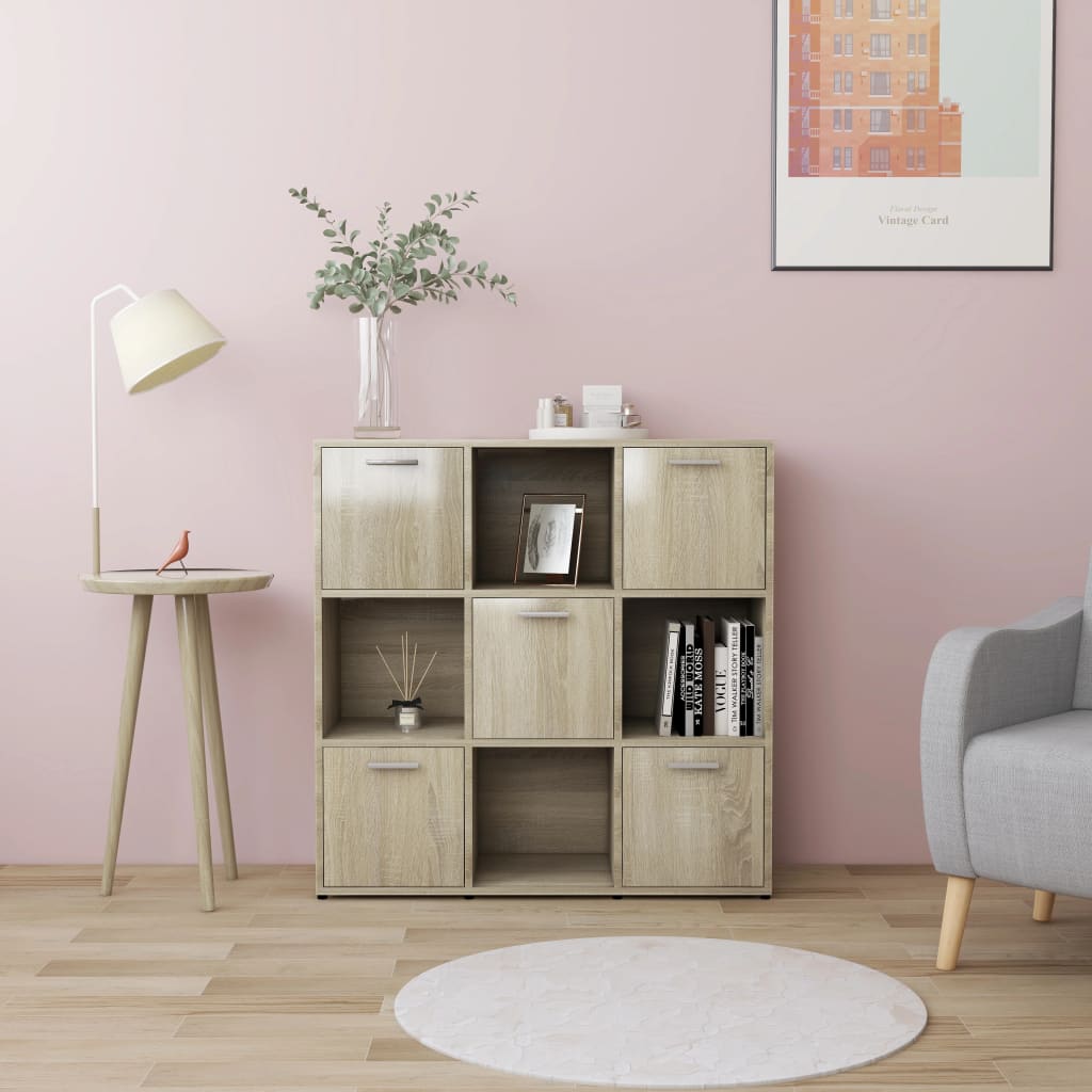 Book Cabinet Sonoma Oak 90x30x90 cm Engineered Wood - Sid & Sam