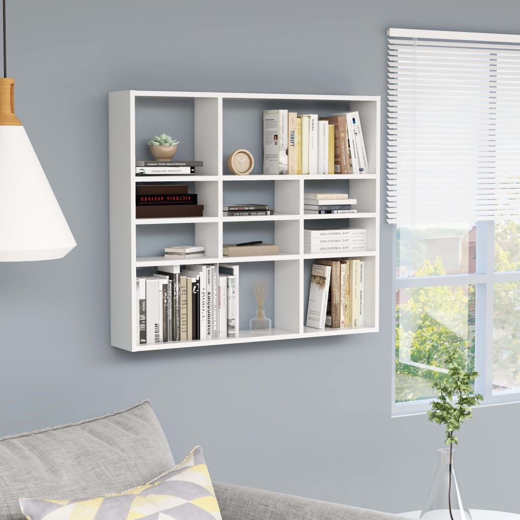 Wall Shelf White 90x16x78 cm Engineered Wood - The Home Maker