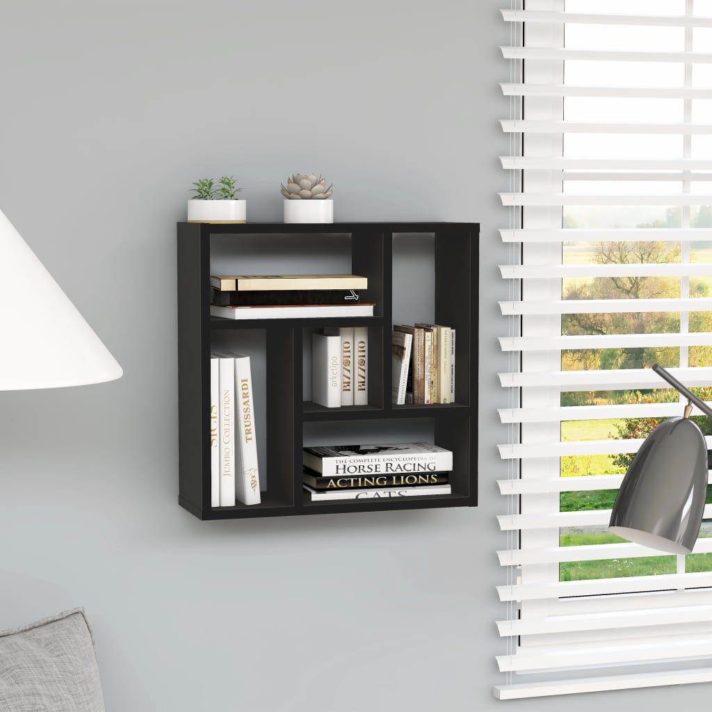 Wall Shelf Black 45.1x16x45.1 cm Engineered Wood - Casper Homes