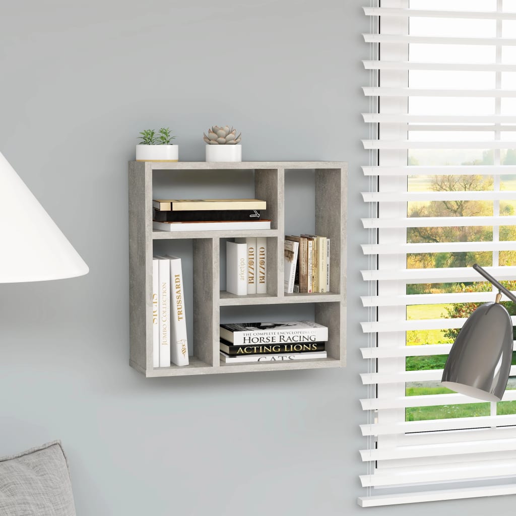 Wall Shelf Concrete Grey 45.1x16x45.1 cm Engineered Wood - Sid & Sam