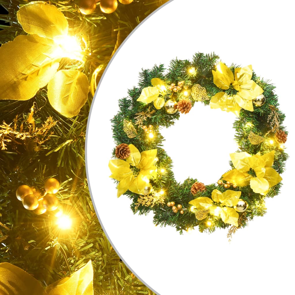 SLEEVY Christmas Wreath with LED Lights Green 60 cm PVC - Brittle & Co