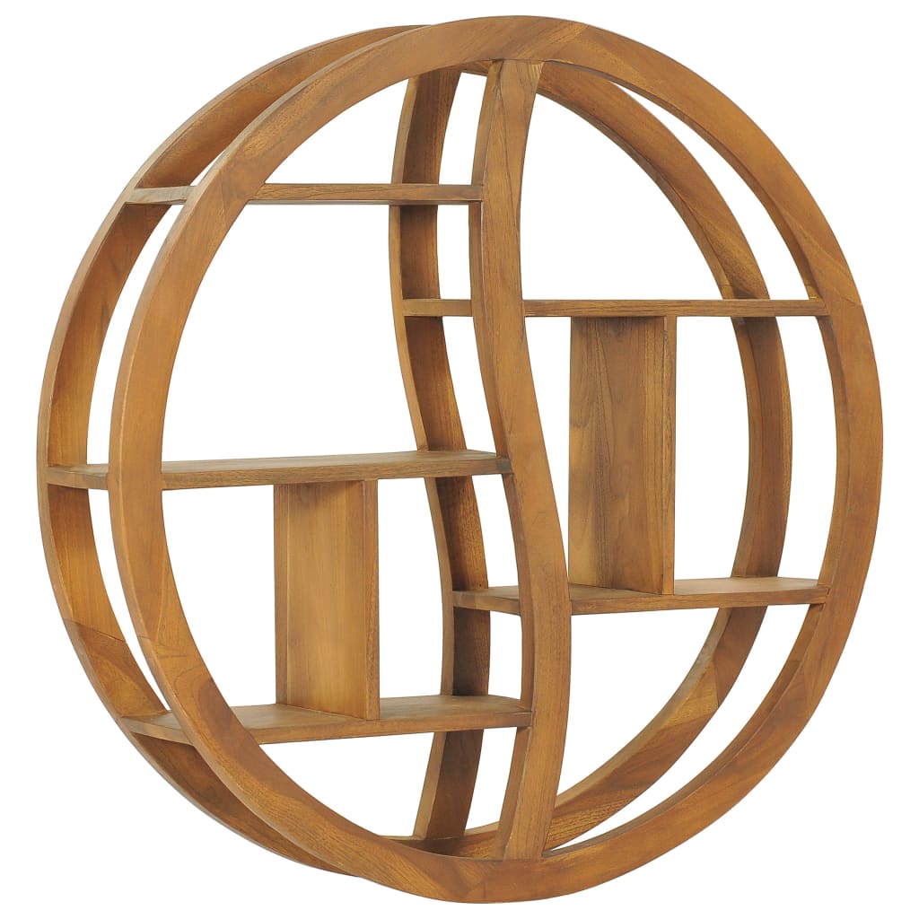 Yin Yang Wall Shelf 80x17.5x80 cm Solid Teak Wood - Brittle & Co