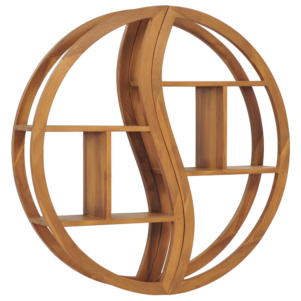 Yin Yang Wall Shelf 100x20x100 cm Solid Teak Wood - Merkel Designers
